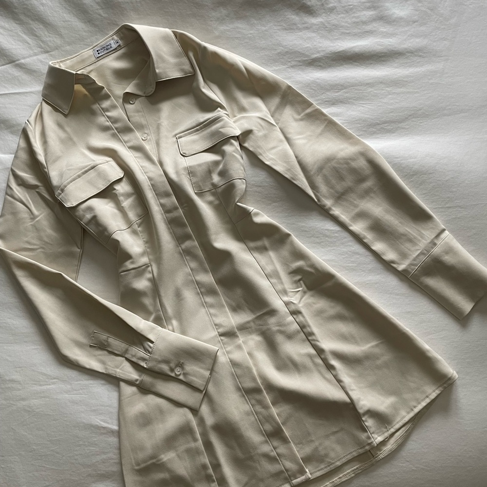 Beginning Boutique Cream/Nude Shirt Dress USA SIZE 0